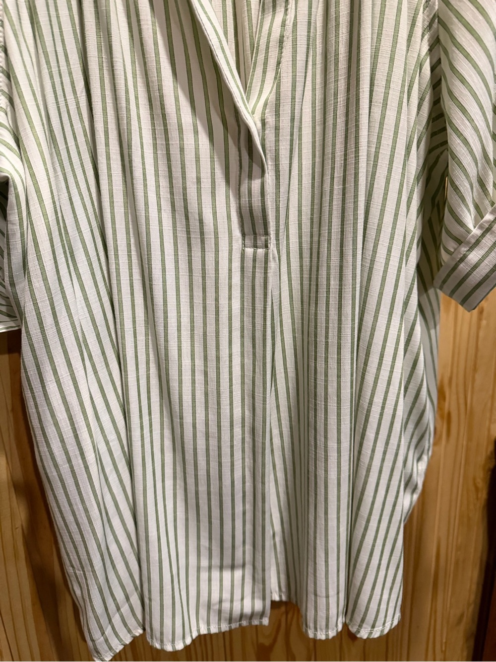 Max Studio Green and White Striped Button-Front Tunic Top - Picture 6 of 7